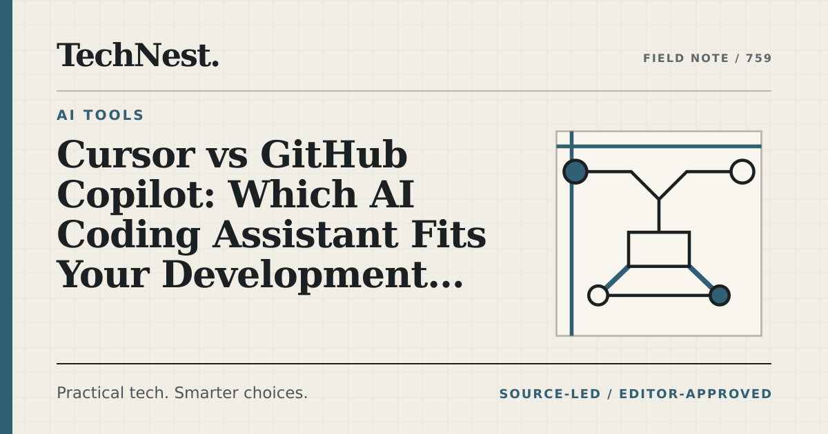 Original TechNest editorial graphic for Cursor vs GitHub Copilot: Which AI Coding Assistant Fits Your Development Workflow?