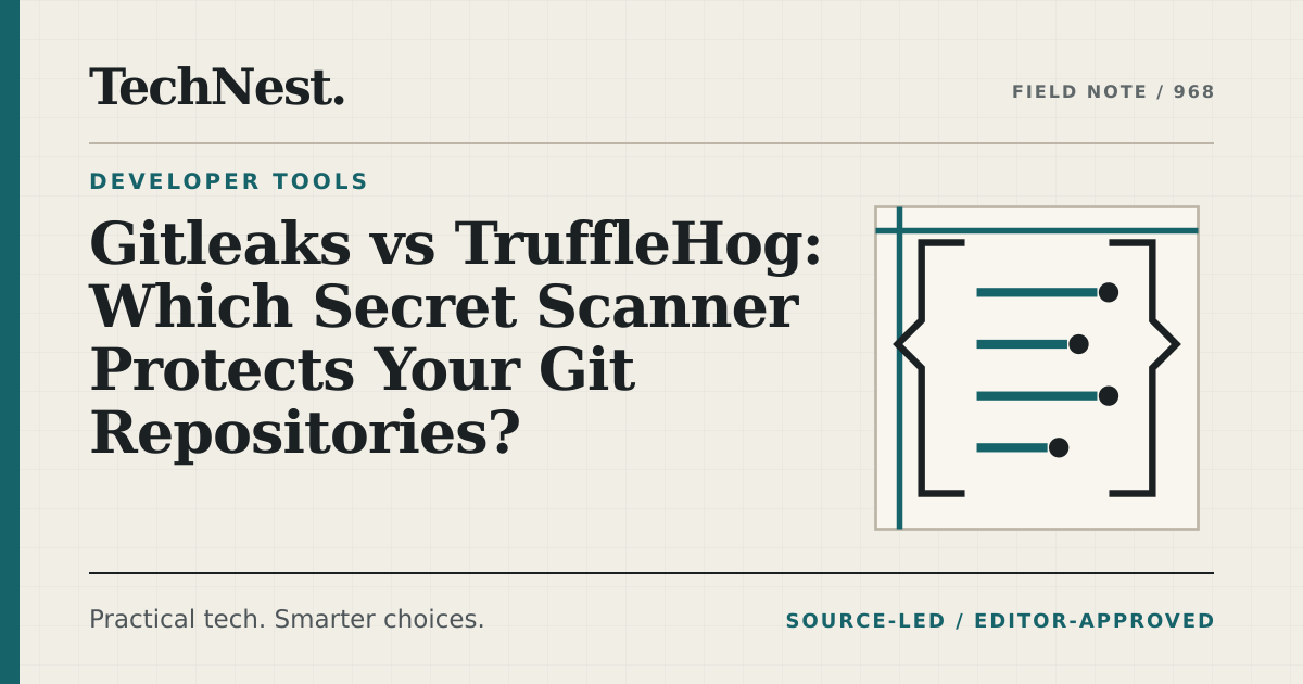 Original TechNest editorial graphic for Gitleaks vs TruffleHog: Which Secret Scanner Protects Your Git Repositories?