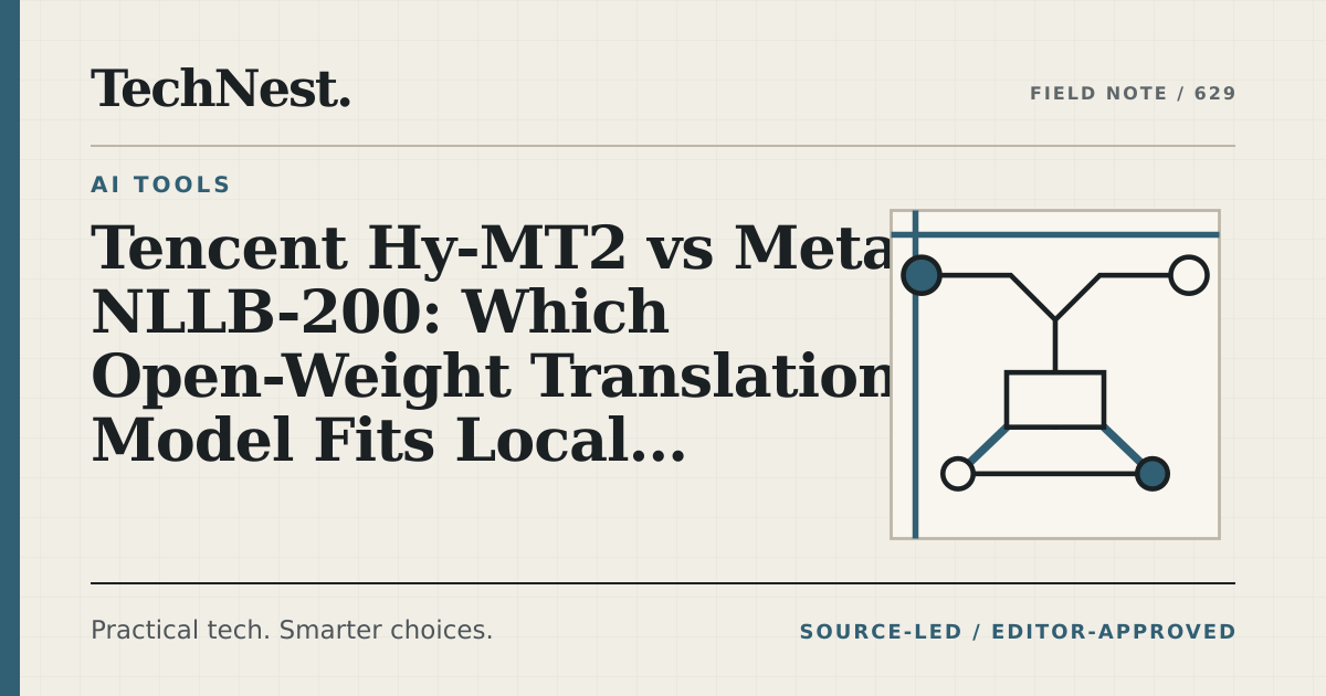 Original TechNest editorial graphic for Tencent Hy-MT2 vs Meta NLLB-200: Which Open-Weight Translation Model Fits Local Pipelines?